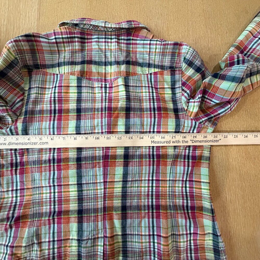 XL Cotton Plaid Madras Blazer Jacket Talbots 16 preppy academia stripe retro 90s - Picture 10 of 16